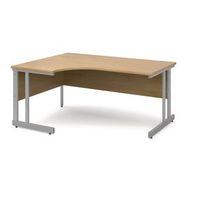 1600 ERGONOMIC LEFT HAND DESK IN OAK, SILVER FRAME