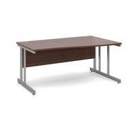 1600 long right hand wave desk in walnut silver frame