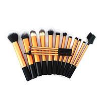 16pcs Gold Super Soft Taklon Hair Makeup Brush Basic Professional Kit