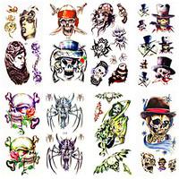 16 Designs Waterproof Temporary Tattoos Sticker Animal for Hallowmas Halloween Body Art 24cm9.5cm (Assorted Pattern)
