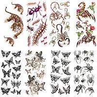 16 Designs Waterproof Temporary Tattoos Sticker Animal Pattern for Body Art Beauty Tattoo 24cm9.5cm (Assorted Pattern)