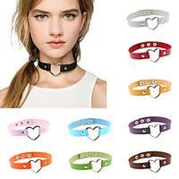 16 Colors Vintage Sexy Punk Gothic Heart Leather Necklace Women Jewelry Wholesale