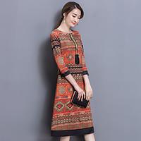 17 new national wind retro temperament Slim sleeve dress skirt long section of women#39;s autumn