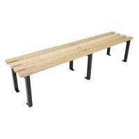 1800MM LENGTH BENCH SEAT, BLACK FRAMES, 4NO ASH HARDWOOD SLATS