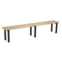 1800MM LENGTH BENCH SEAT, BLACK FRAMES, 3NO ASH HARDWOOD SLATS