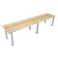 1800MM LENGTH BENCH SEAT, SILVER FRAMES, 4NO ASH HARDWOOD SLATS