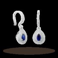 18ct white gold pear cut sapphire drop earrings