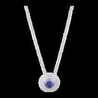 18ct White Gold Tanzanite 0.24ct Diamond Double Halo Pendant