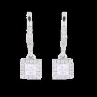 18ct White Gold 0.50ct Diamond Halo Drop Earrings