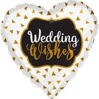 18 gold wedding wishes heart foil balloon