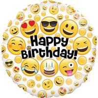 18 Inch Oaktree Emoji Birthday Round Foil Balloon