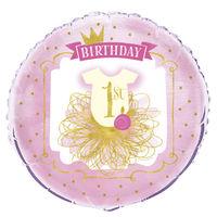 18 pinkgold 1st birthday foil balloon