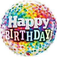 18\' Happy Birthday Rainbow Confetti Round Foil Balloon