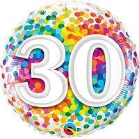 18 Inch Qualatex Age 40 Rainbow Confetti Round Foil Balloon