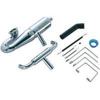 1:8 Double tail pipe muffler retrofit Chrome Compatible with: 3.5cc nitro engines Reely