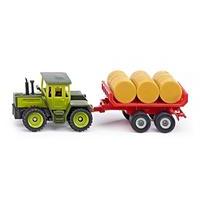 1:87 Siku Mercedes Benz Tractor With Bale Trailer & Bales
