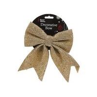 18 x 23cm Glitter Christmas Gold Gift Bow Decoration
