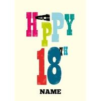 18th Birthday card with heavy font and bright colours