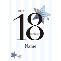 18th star blue eighteenth birthday card