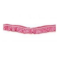 18mm gingham frilled stretch trimming cerise pink