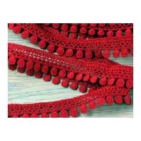 18mm Pompom Effect Guipure Lace Trimming Red