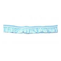 18mm gingham frilled stretch trimming sky blue