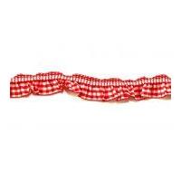 18mm Gingham Frilled Stretch Trimming Red