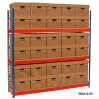 1830x1830x457mm 3 Shelf Archive Storage Racking C/W 30 Boxes