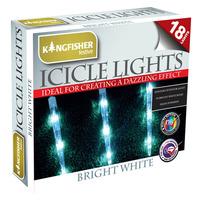 18 led white multi action icicle string lights mains by kingfisher