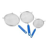 18cm, 16cm, 12cm 3 Piece Chrome Plated Strainer Set With Plastic Handles