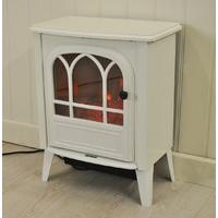 1800 Watt Cast Iron Effect Electric Stove Heater in White by Kingfisher