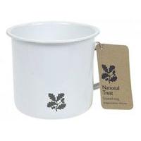 18oz white natural trust oak leaf enamel mug