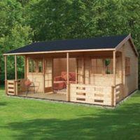 18X20 Kingswood 44mm Tongue & Groove Timber Log Cabin with Felt Roof Tiles with Assembly Service