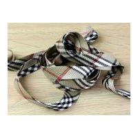 18mm Tartan Plaid Check Double Fold Bias Binding Tape Beige