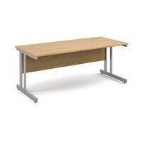 1800 long double cantilever desk in oak silver frame