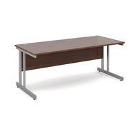 1800 LONG DOUBLE CANTILEVER DESK IN WALNUT, SILVER FRAME