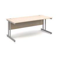 1800 LONG DOUBLE CANTILEVER DESK IN MAPLE, SILVER FRAME