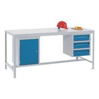 1800X750 BENCH STEEL TOP, 3 DRAWER & CABINET