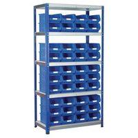 1800X900X450MM ECO-RAX SHELVING BAY C/W 40 X TC4 BLUE CONTAINERS