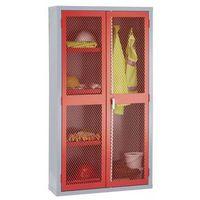 1830 X 915 X 459 MESH DOOR CABINET, CENTRE DIVIDER, HANGING RAIL & 3 SHELVES