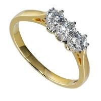 18ct gold 0.50 carat diamond three stone ring