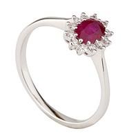 18ct white gold 0.15 carat ruby and diamond cluster ring