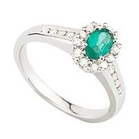 18ct white gold 0.25 carat emerald and diamond ring