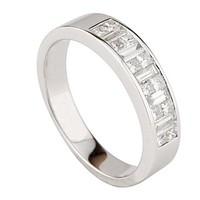 18ct white gold 0.50 carat baguette and princess cut diamond eternity ring