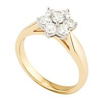 18ct gold 0.75 carat diamond flower cluster ring