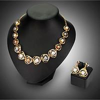 18kGold Pearl Necklace Earrings Jewelry Set for Lady Wedding Party
