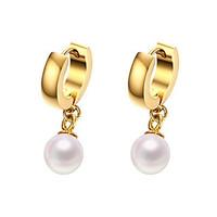 18K gold plated titanium pearl earrings 8mm