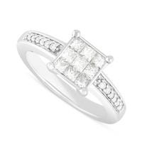 18ct white gold 0.50 carat princess cut and round brilliant diamond ring