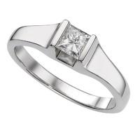 18ct white gold 0.33 carat princess cut diamond bar-set ring