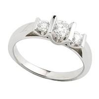 18ct white gold 0.50 carat diamond bar-set three stone ring